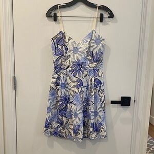 Parker Blue and White Floral Mini Dress